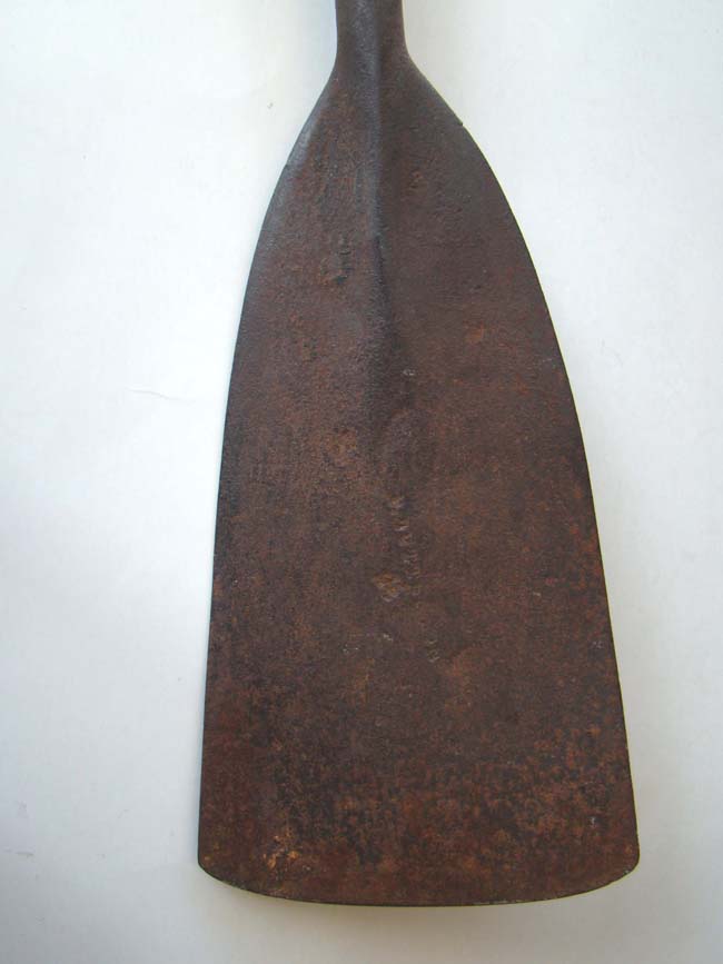 A RARE signed whaling 'BLUBBER SPADE" made by Peleg Butts & Son, Hazard Wharf, New Bedford, circa 1856.